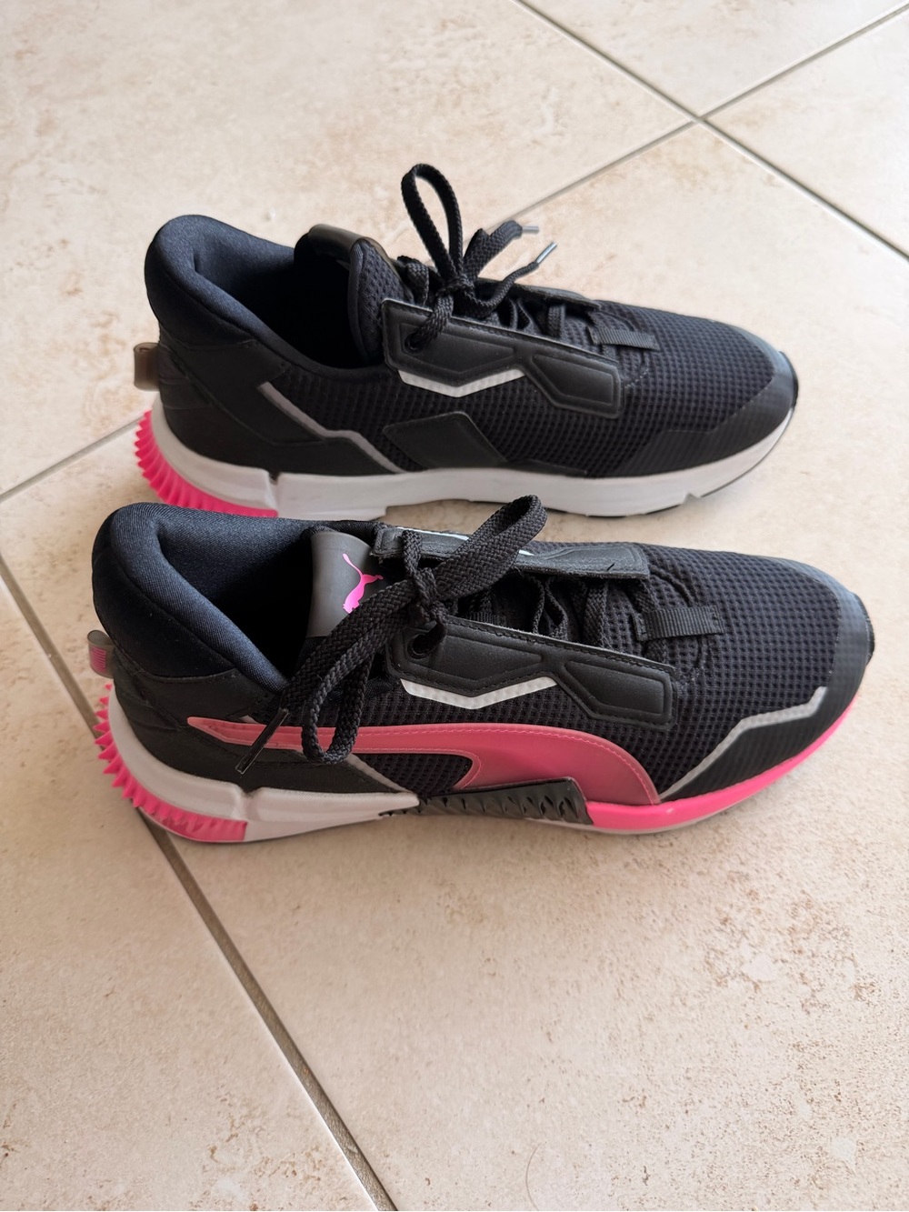 Women's Black and Pink Athletic Sneakers